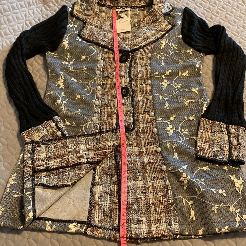 Sioni Mixed Media Coatigan Jacket w/Sweater Sleeves - Picture 2 of 4